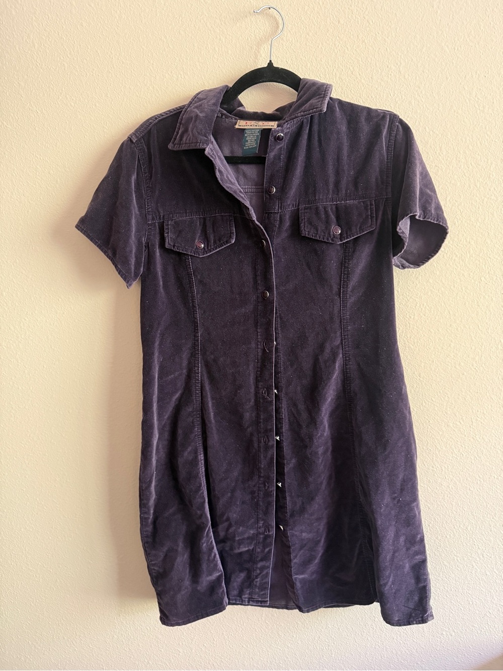 Vintage 90s EXP Jeans by Express Purple Cotton Shirt Dress Size 9/10